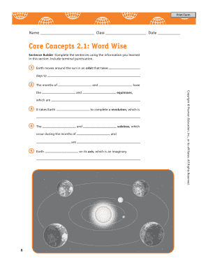 Earth Science Worksheet