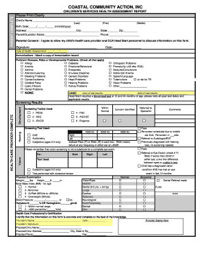Children's Services Health Assessment Report