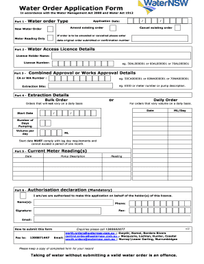 Water Order Application Form