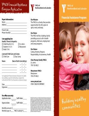 YMCA Financial Assistance Program Application