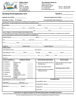 Alberta Plumbing Permit Application