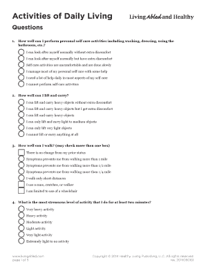 Activities of Daily Living Assessment Form