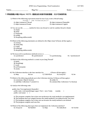 Java Programming Final Examination