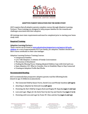 Adoptive Parent Education and Criminal Checks Form