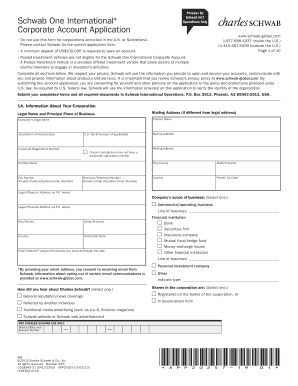 Schwab One International Corporate Account Application