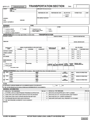 Motor Truck Cargo Legal Liability Application