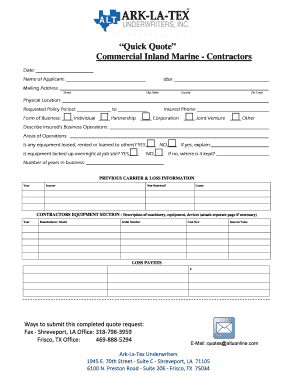 Commercial Inland Marine Insurance Quote