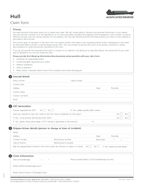 Hull Insurance Claim Form