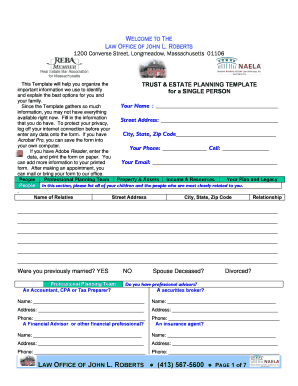 Massachusetts Trust and Estate Planning Template