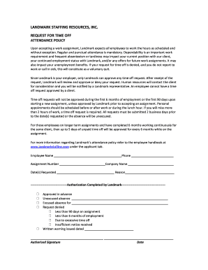 Landmark Staffing Time Off Request Form