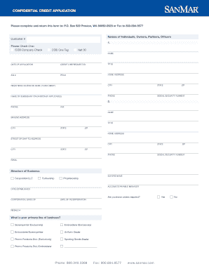 Confidential Credit Application Form