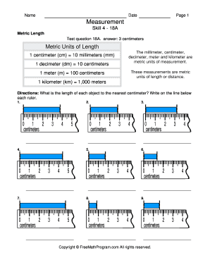 Metric Length Measurement Worksheet