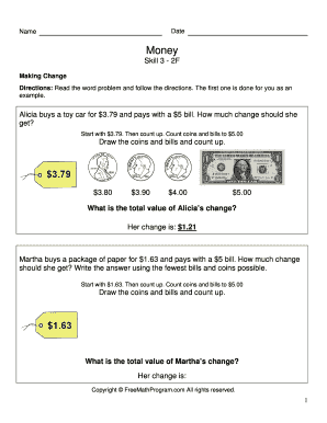 Making Change Worksheet