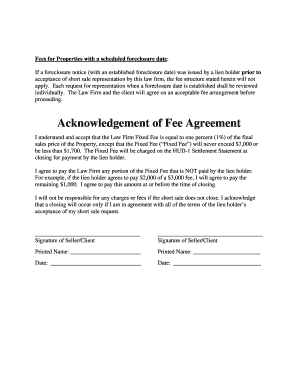Fee Agreement for Short Sale Representation