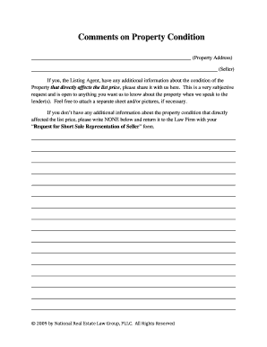 Property Condition Comments Form
