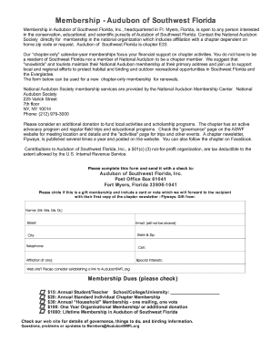 Audubon of Southwest Florida Membership Form