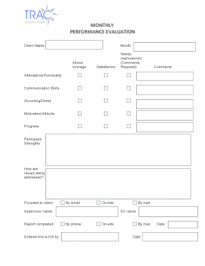 Monthly Performance Evaluation Form