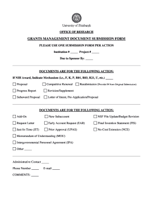 NIH Grant Management Document Submission Form