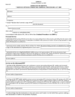 FORM 21 - Affidavit of service - Criminal Division -Finaldoc - childrenscourt vic gov