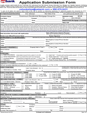 US Bank Mortgage Loan Application Form