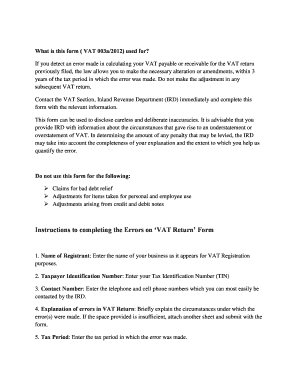 VAT Return Error Correction Form