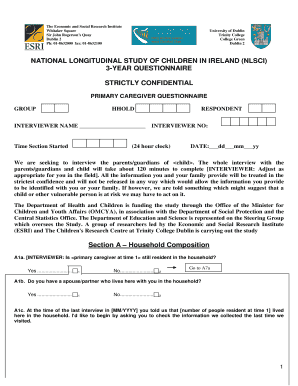 National Longitudinal Study of Children in Ireland Questionnaire