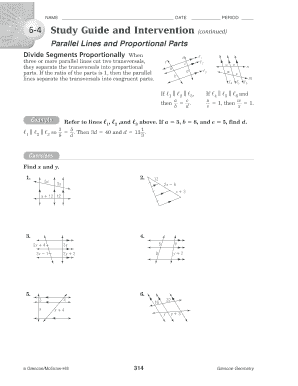 6 4 study guide and intervention parallel lines and proportional parts