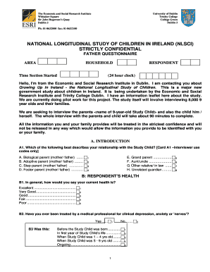 Father Questionnaire for National Longitudinal Study of Children in Ireland