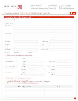 Financial Service Provider Agreement Application