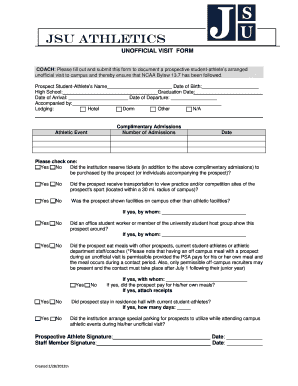 NCAA Unofficial Visit Form