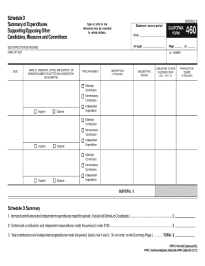 California Schedule D Form 460