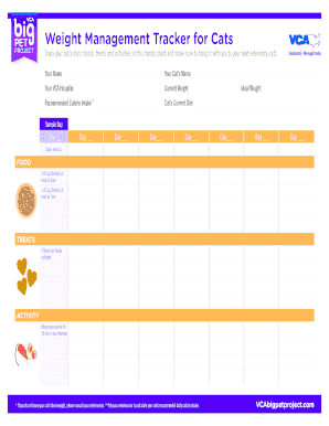 Daily calorie chart - Weight Management Tracker for Cats - vcahospitalscom