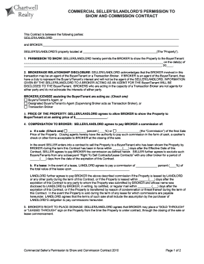 Commercial Seller’s Permission to Show and Commission Contract