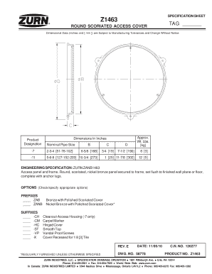 Z1463 Round Scoriated Access Cover Specification Sheet