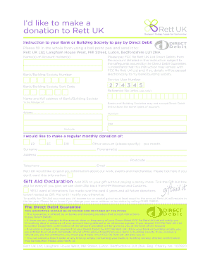 Donation and Direct Debit Form - Rett UK - rettuk