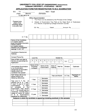 B.E. Examination Registration Form