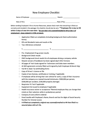 New Employee Checklist - Rose Pest Control