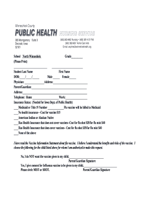 Iowa Influenza Vaccine Consent Form