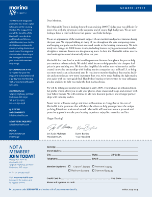 Marinalife Magazine Membership Letter
