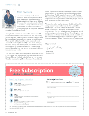 Marinalife Magazine Subscription Form