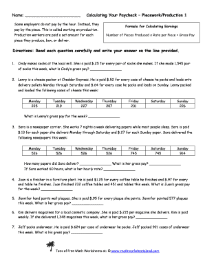 Calculating Your Paycheck Salary Worksheet 1 Answer Key - Fill and Sign  Printable Template Online