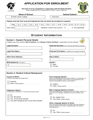 School Enrollment Application Form