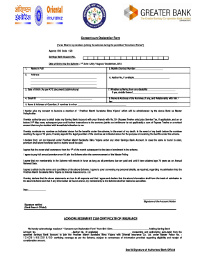 Pradhan Mantri Suraksha Bima Yojana Consent Form