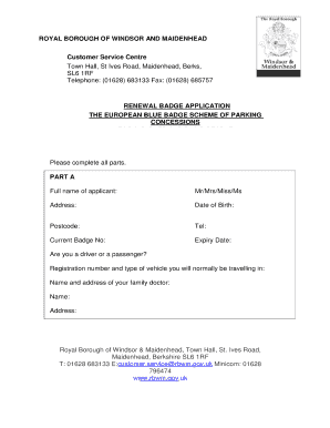 European Blue Badge Scheme Application