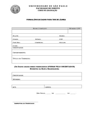 Formulário de Dados para Tese de Láurea