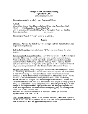 September 2014 Minutes - The Villages Golf And Country Club