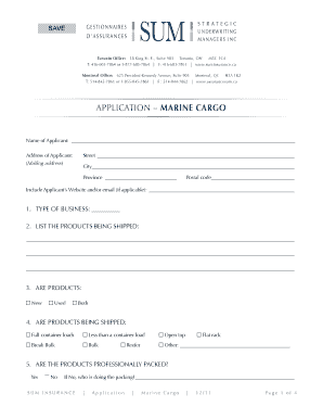Marine Cargo Insurance Application