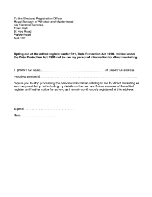 Opt-Out Notice for Edited Register