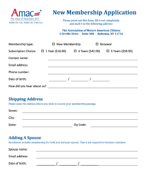 New Membership Application