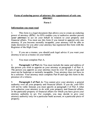 Enduring Power of Attorney Form 1